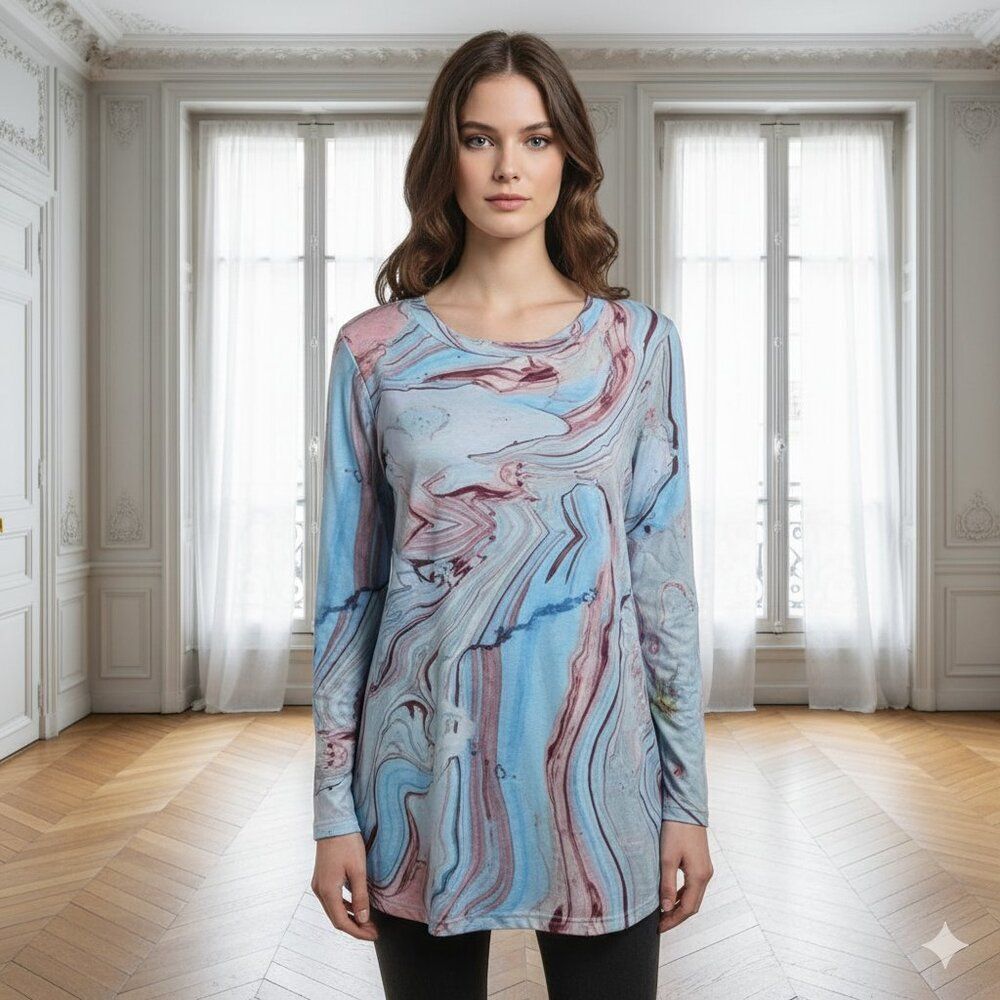Put A Girl In It Marble Swirl Tunic - Buttery Soft - Size 2XL